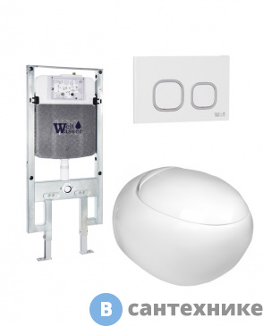 картинка Унитаз с инсталляцией WELTWASSER и кнопкой смыва (AMBERG 497 ST + JECKENBACH 004 GL-WT + AMBERG RD-WT)