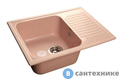 картинка Кухонная мойка GranFest STANDART GF-S645L чаша с крылом 645*500 мм  светло-розовый