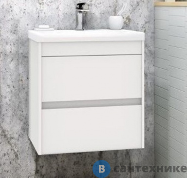 картинка Тумба под раковину Art & MAX FAMILY Family-500-2C-SO-BL подвесная с двумя выкатными ящиками, Bianco Lucido, 500x350x550