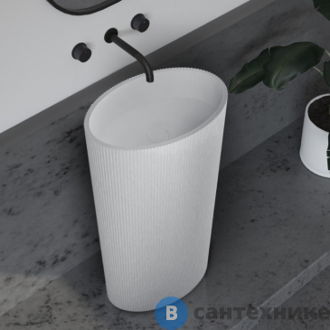 картинка Раковина ABBER Stein AS2504-H отдельностоящая белая матовая