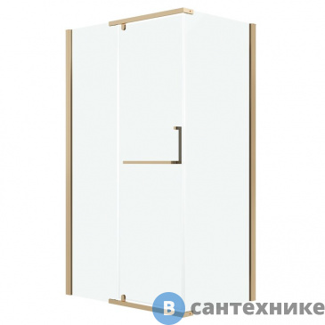 картинка Душевое ограждение Grossman Pragma 120.K33.03.1080.32.00 (100*80*195) золото сатин, стекло прозрачное, без поддона