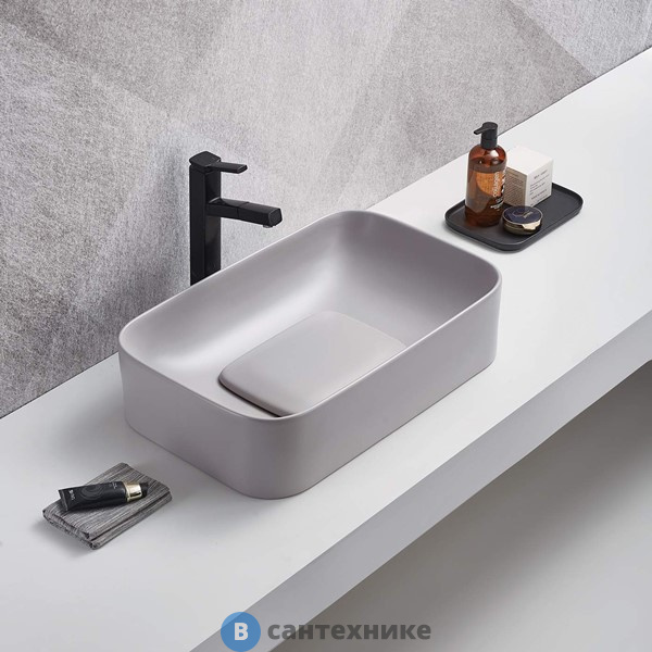 Раковина WELTWASSER ELBACH 78575-50 MT-GR накладная (матовая серая) 505x380x150 мм