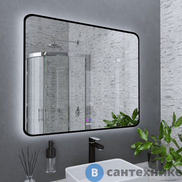картинка Зеркало Grossman ELEGANS-норма BLACK (900*800*45) LED с сенсорным выключателем и подогревом (1790802)