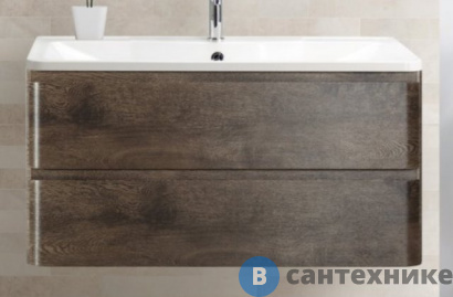 картинка Тумба под раковину BelBagno 100 см ALBANO-1000-2C-SO-RNG подвесная с двумя выкатными ящиками, Rovere Nature Grigio