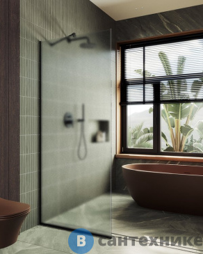 картинка Душевая перегородка в профиле MaybahGlass 1950*890 стекло 8 мм сатинбронза (MGD-690-6у)