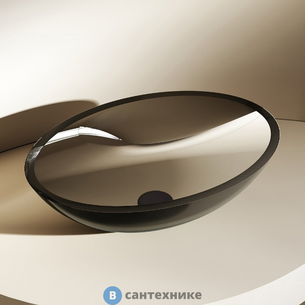 Раковина ABBER Kristall AT2802Onyx, накладная прозрачная, чёрный