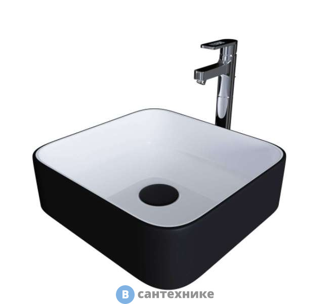 Раковина Grossman GR-4042BW (385*385*140) чёрная, белая внутри