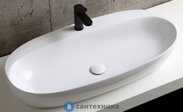 Раковина AZZURRA ELEGANCE CIRCLE накладная 90х44 см с 1 отв. под смеситель, белый (ELLA090440CMBI/(ECI90M bi)*1)