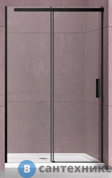 картинка Душевая дверь Vincea Dice VDS-4D110CLB, 1100, черный, стекло прозрачное