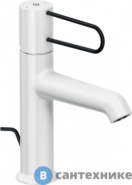 картинка Cмеситель Jacob Delafon ODEON RIVE E21028-BL-00 для раковины с дк, корпус белый, ручка чёрная