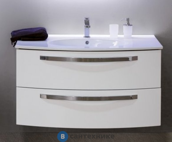 Тумба под раковину Cezares COMFORT 54281 подвесная с двумя выдвижными ящиками, Bianco lucido, 100x54x55