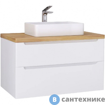 картинка Тумба под раковину Jorno Wood 100 подвесная, белая (Wood.01.100/P/W), без столешницы