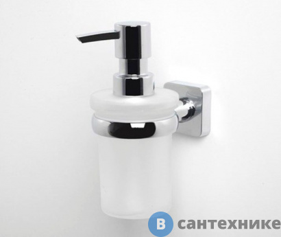 картинка Дозатор для жидкого мыла WasserKRAFT Lippe K-6599 стеклянный, 150 ml металл, хромоникелевое покрытие, матовое стекло