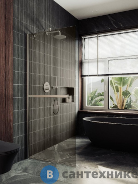 картинка Душевая перегородка в профиле MaybahGlass 1950*690 Стекло 8 мм Бронза +Полотенцесушитель (MGD-721-5ш)