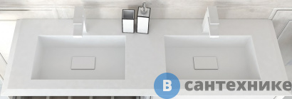 картинка Раковина Cezares из искусственного мрамора с двумя чашами 50215 Bianco opaco, 141x46x1,6