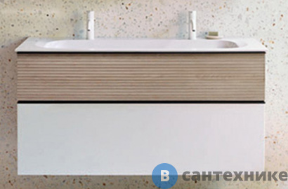 картинка Тумба Burgbad Fiumo с умывальником 1220х490х600 мм. 2 отв под смеситель, верхн ящик в цвете FOT45, нижний ящик и база цвет F3956, ручка G0200 (SFXO122F3956FOT45G0200C0001*2)