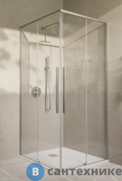 картинка Душевой уголок Vincea Slim-N VSS-4SN9010CLBN, 1000*900, брашированный никель, стекло прозрачное