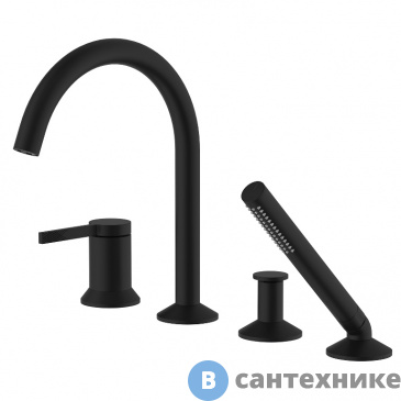 картинка Смеситель AZARIO FLAME AZ-VPC258320PA каскадный для ванны на 4 отверстия, черный