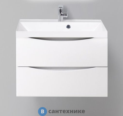 Тумба под раковину BelBagno 70 см MARINO-700-2C-SO-BL-P подвесная с двумя выкатными ящиками Bianco Lucido