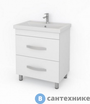 картинка Тумба под раковину Какса-а ХИЛТОН 70 белая напольная 2 ящика (под ум. Фостер-70)