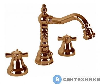картинка Смеситель Cezares LORD-BBS2-02 на биде на три отверстия с донным клапаном бронза, ручки бронза