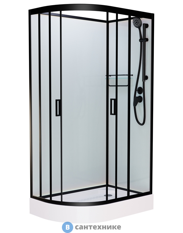 Душевая кабина Frank F412R Black правосторонняя б/к (без крыши)