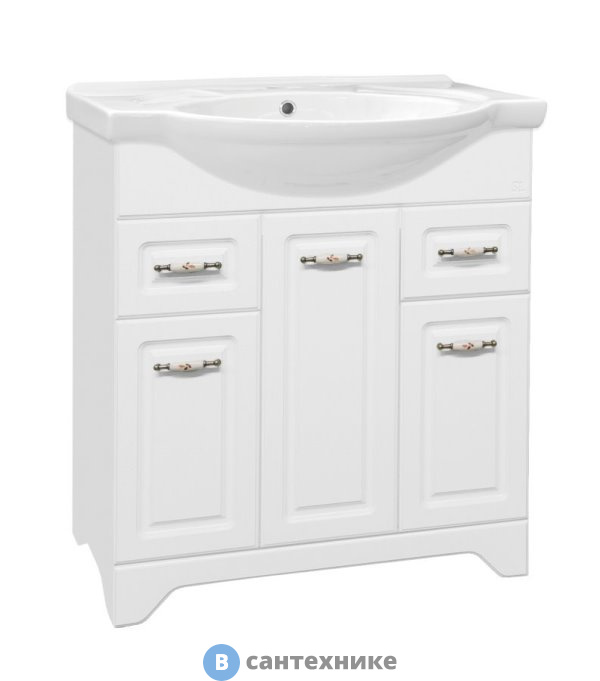 Тумба под раковину Style line Олеандр-2 75 (2 ящика) белый (4650134471779)