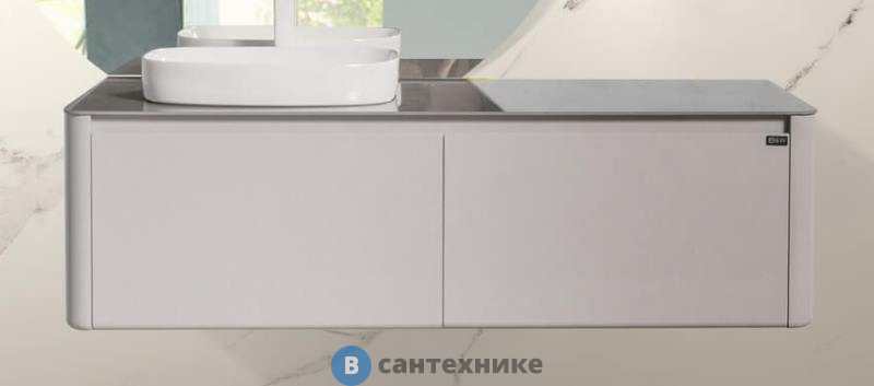 Тумба с раковиной Black&White U915.1400L Blum металлический ящик (1400x545x400)