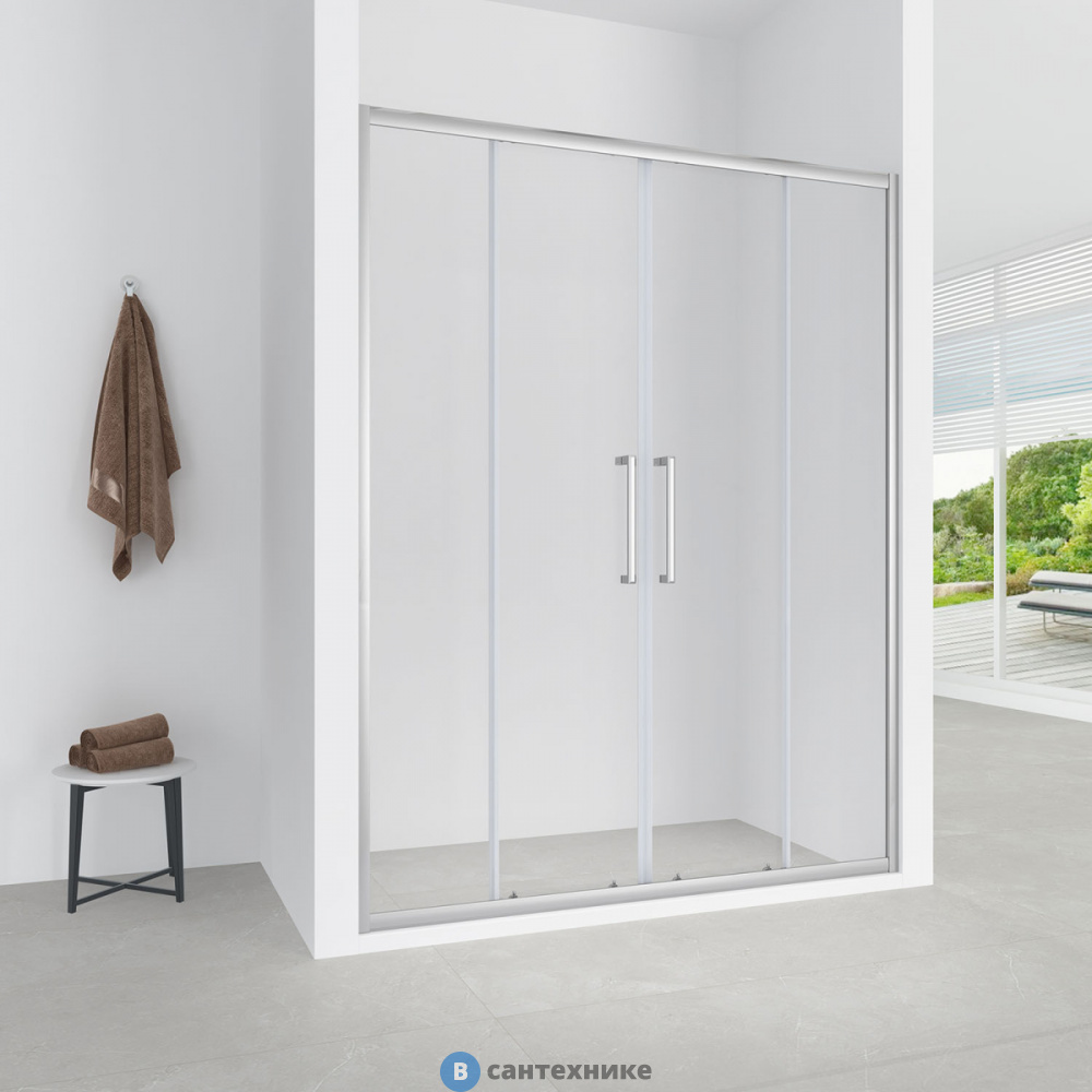 Дверь в нишу, раздвижная Loranto CS-AB04C-160 160x190, профиль хром, 6 мм прозрачное стекло, профиль хром