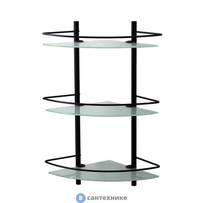 Полка WasserKRAFT K-3133 black стеклянная тройная