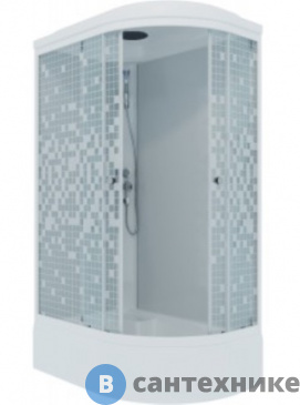картинка Душевая кабина Тритон Коралл 120*80 В лев., 1/4 круга, сред. подд., белый, мозаика, ДН4 (DK235)
