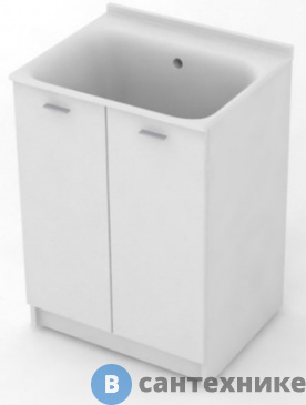 картинка Тумба с глубокой раковиной Kerasan 60х50 см без отв. под смеситель+выпуск с сифоном , белый матовый (9166K3*0)