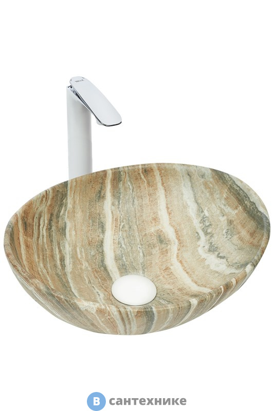 Раковина WELTWASSER ELBACH 3078 M804 накладная (бежевая с серым) /410х335х145/