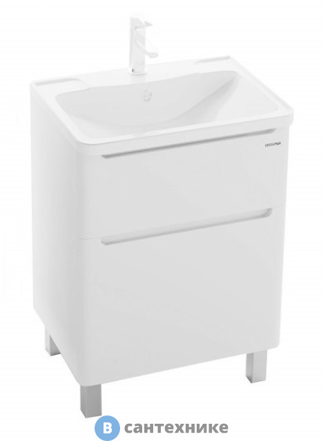 Тумба под раковину Grossman АДЕЛЬ-60 см напольная, с 2-я ящ. белая (под ум. Адель-60)