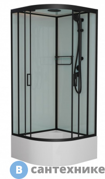 картинка Душевая кабина Frank F409/2 М Black высокий поддон матовое стекло