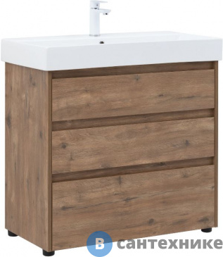 картинка Тумба под раковину Aquanet Nova Lite 85 (SLIM SYNERGY) 3 ящ. дуб рустикальный (302477)