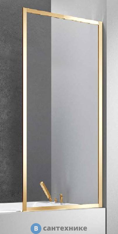 Шторка на ванну Vincea VSB-41700CLG, 700*1400, брашированное золото, стекло прозрачное