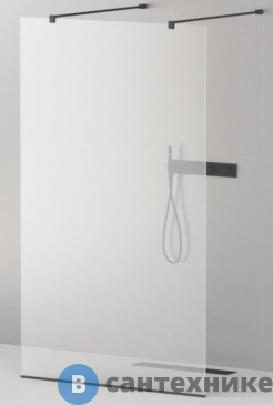 картинка Душевая перегородка Cezares LIBERTA-L-2-100-C-NERO с возможностью двустороннего входа, стекло прозрачное, профиль чёрный, 1000x1950 мм