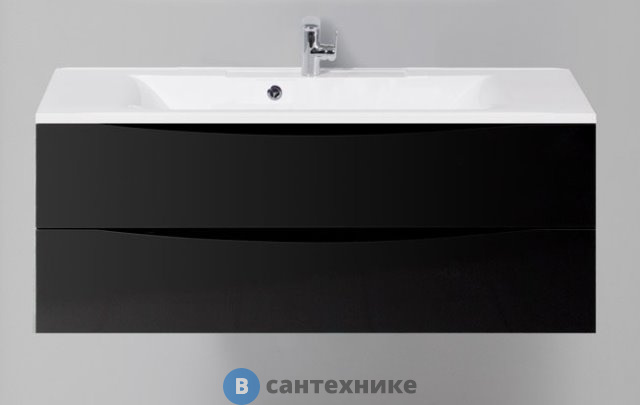 Тумба под раковину BelBagno MARINO MARINO-1100-2C-SO-NL-P подвесная с двумя выкатными ящиками, Nero Lucido, 1100x450x500
