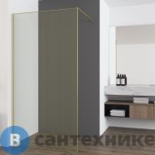 Душевая перегородка Vincea Волк-Ин (Walk-In) VSW-7HS100GWG, 1000*2000, браш.золото, стекло ламинир. с золотыми нитями