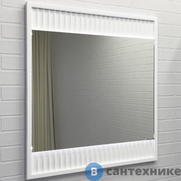 картинка Зеркало Comforty Марсель-75 белый матовый, LED-подсветка, бесконтактный сенсор