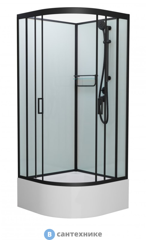 Душевая кабина Frank F400/2 Black высокий поддон б/к (без крыши)