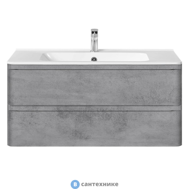Тумба под раковину Vincea Vico 1000 подвесная, 2 выкатных ящика soft close, Beton (VMC-2V100BT)