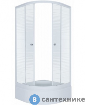 картинка Душевое ограждение Тритон Стандарт 100*100 В 1/4 круга, сред. подд., аква, полосы, белый (DK170_2)