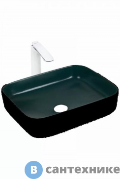 картинка Раковина WELTWASSER ELBACH M2195 BDG накладная (чёрная темно-зелёная) 500х390х140