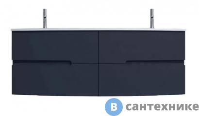 картинка Тумба под раковину Jacob Delafon Nona EB1891RU-G98 с интегрированными ручками, глянцевый темно-синий, 140 см, 4 ящика