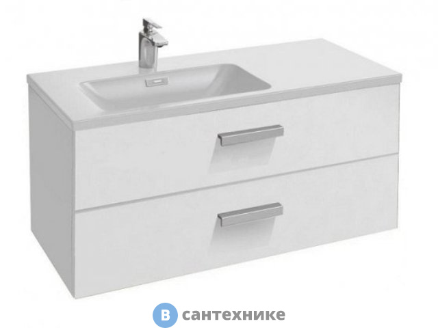 Тумба под раковину Jacob Delafon VOX EB2075-R1-N18 с 2 выдв. ящ., изогнутая ручка, левая, белый блестящий (100x46x45,20)