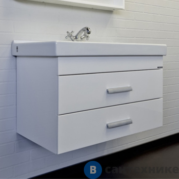 картинка Тумба Comforty Никосия-80П белый глянец с раковиной Fest 80 F01