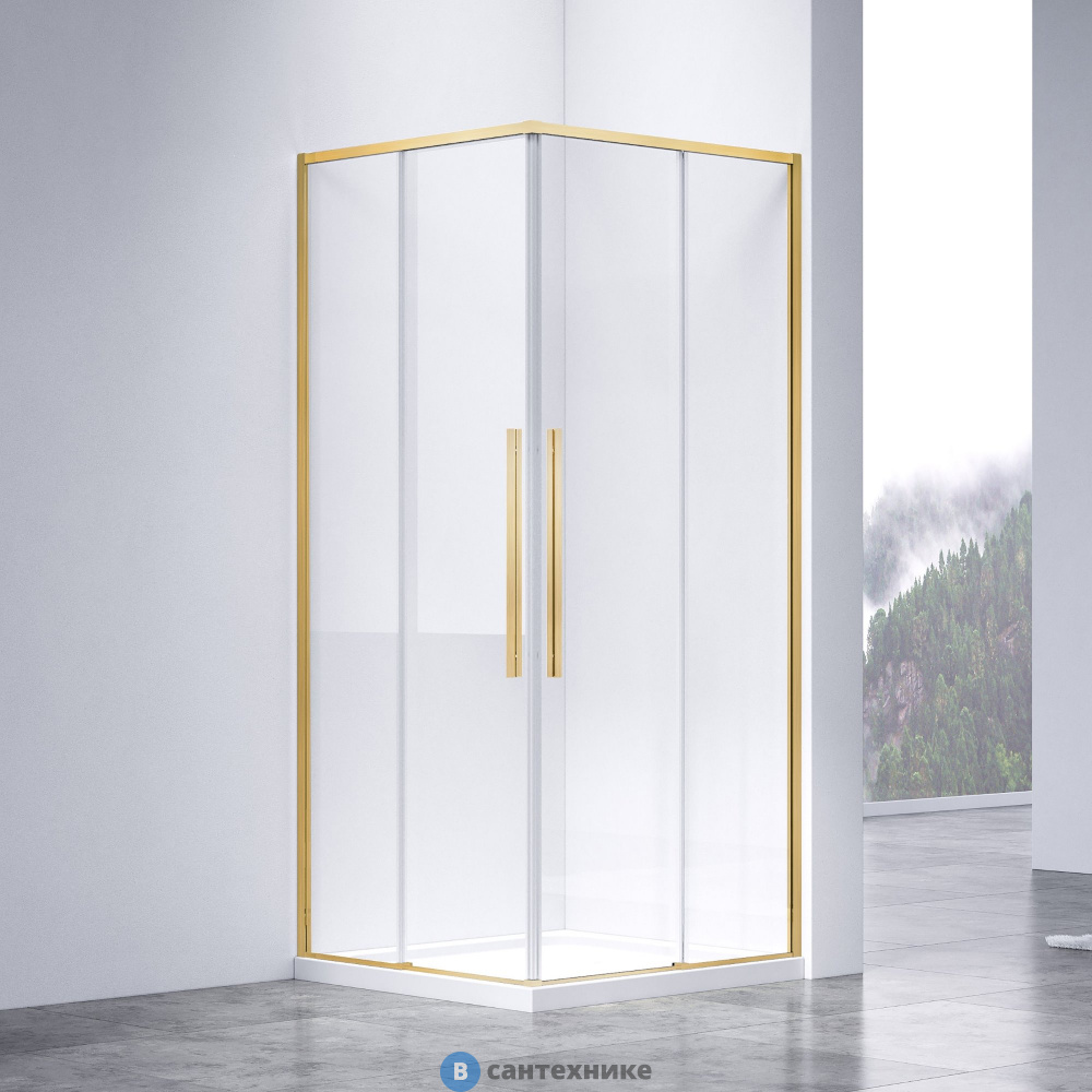 Душевой уголок Vincea Slim-N VSS-4SN9010CLG, 1000*900, брашированное золото, стекло прозрачное