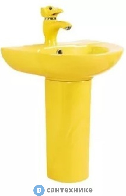 Раковина с пъедесталом GID-ceramic Nb192-Y желтый (420х360х550)